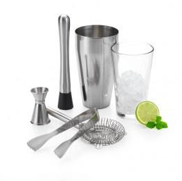 Eight shirts arranged on table in black, olive, grey, blue, white, red, mustard, and green.