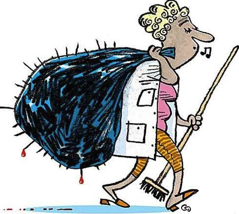 Eight shirts arranged on table in black, olive, grey, blue, white, red, mustard, and green.