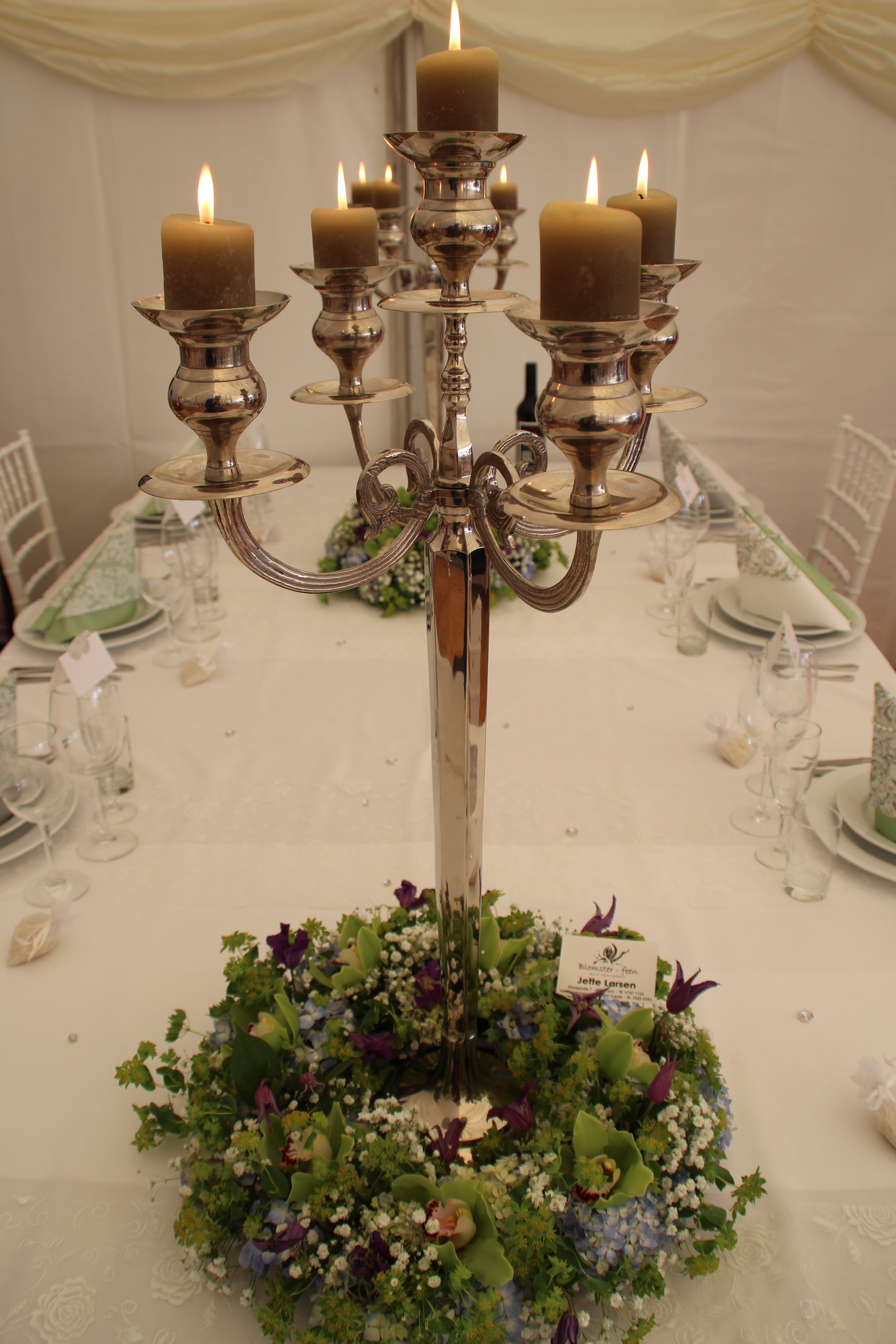 5-armet sølvlysestage 77 cm. til bord thumbnail 2